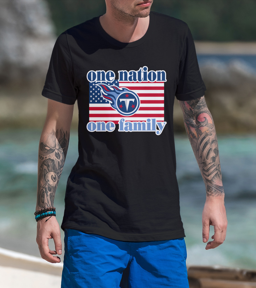 One Nation One Family Tennessee Titans American Flag T-Shirt