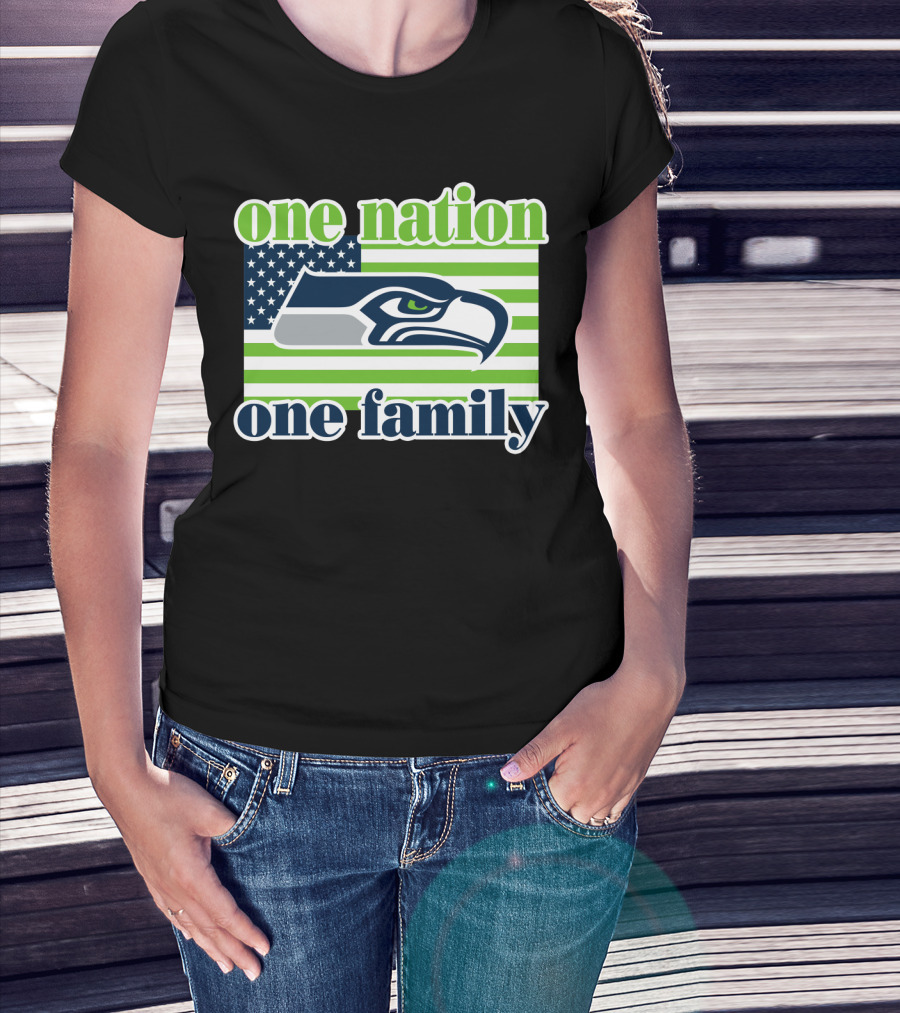 One Nation One Family Seattle Seahawks Flag T-Shirt