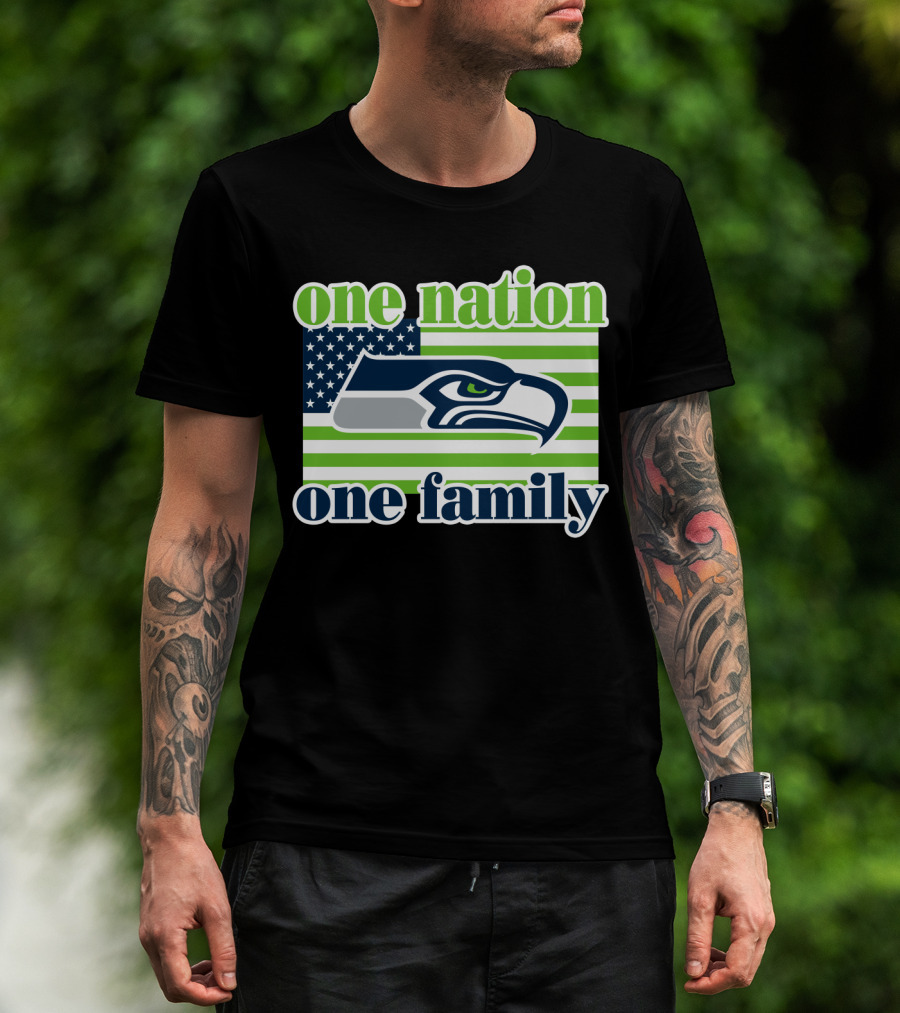 One Nation One Family Seattle Seahawks Flag T-Shirt