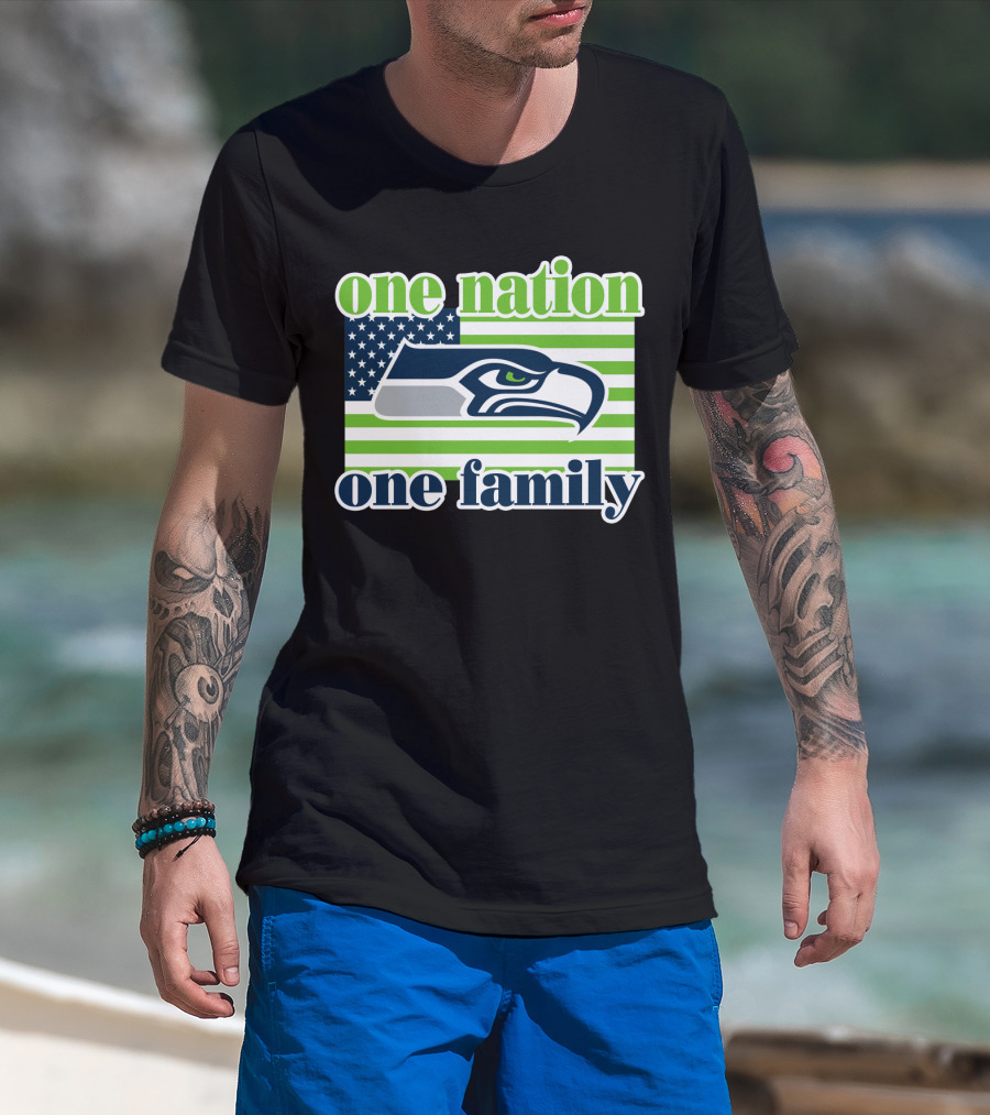 One Nation One Family Seattle Seahawks Flag T-Shirt