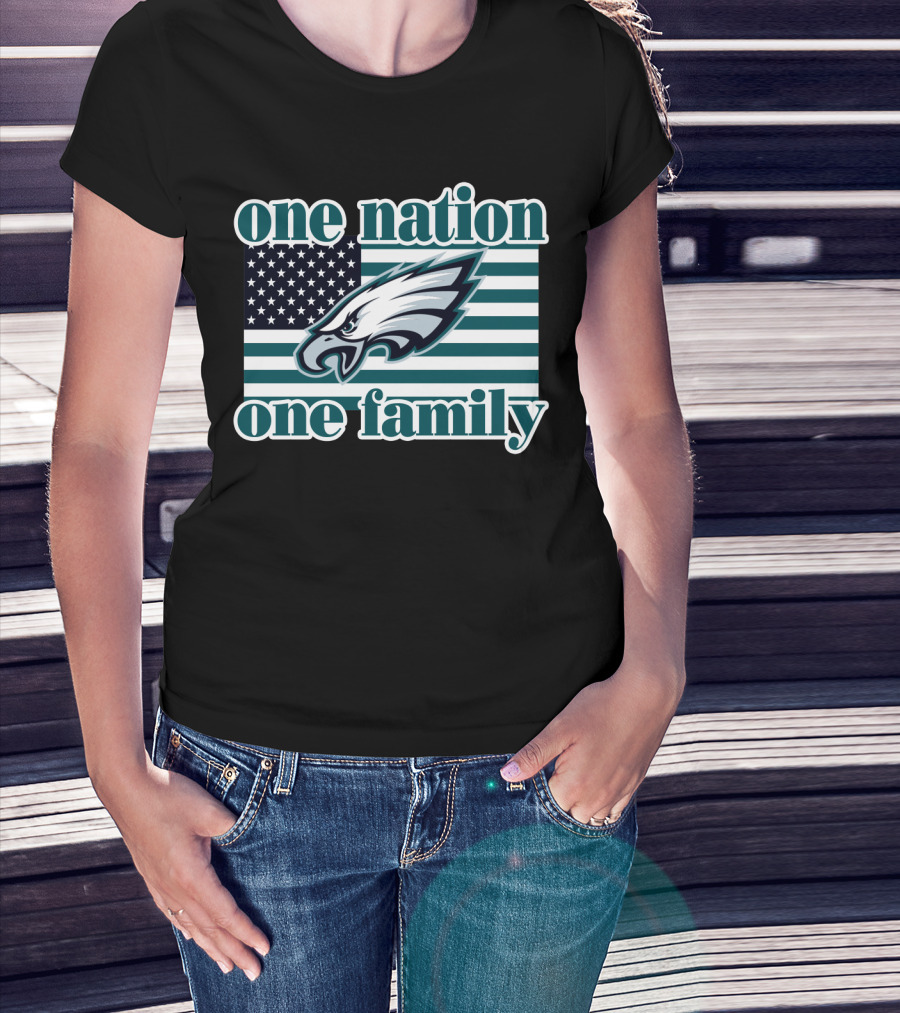 One Nation One Family Philadelphia Eagles Flag T-Shirt