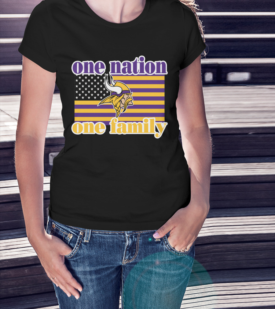 One Nation One Family Minnesota Vikings American Flag T-Shirt