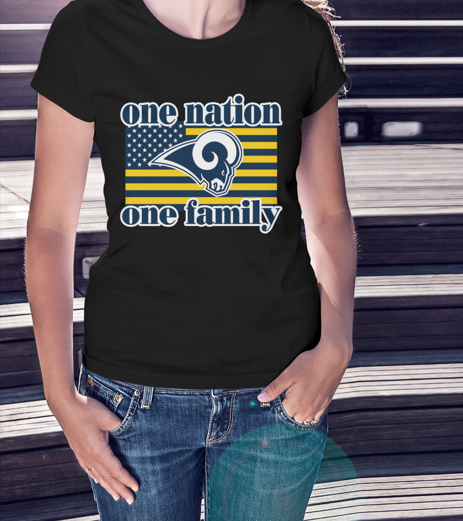 One Nation One Family Los Angeles Rams American Flag T-Shirt