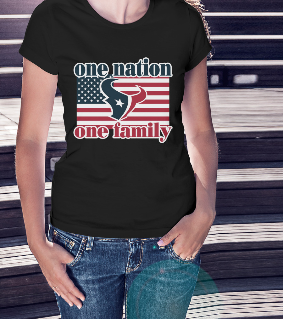 One Nation One Family Houston Texans American Flag T-Shirt