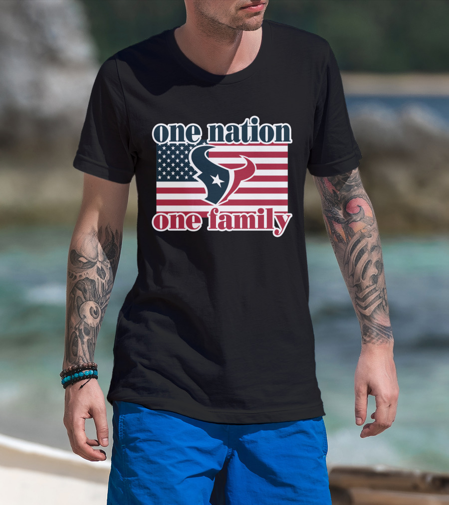 One Nation One Family Houston Texans American Flag T-Shirt
