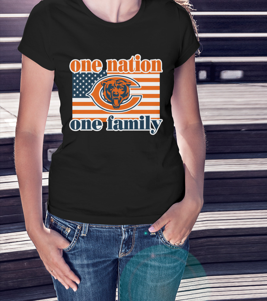 One Nation One Family Chicago Bears American Flag T-Shirt