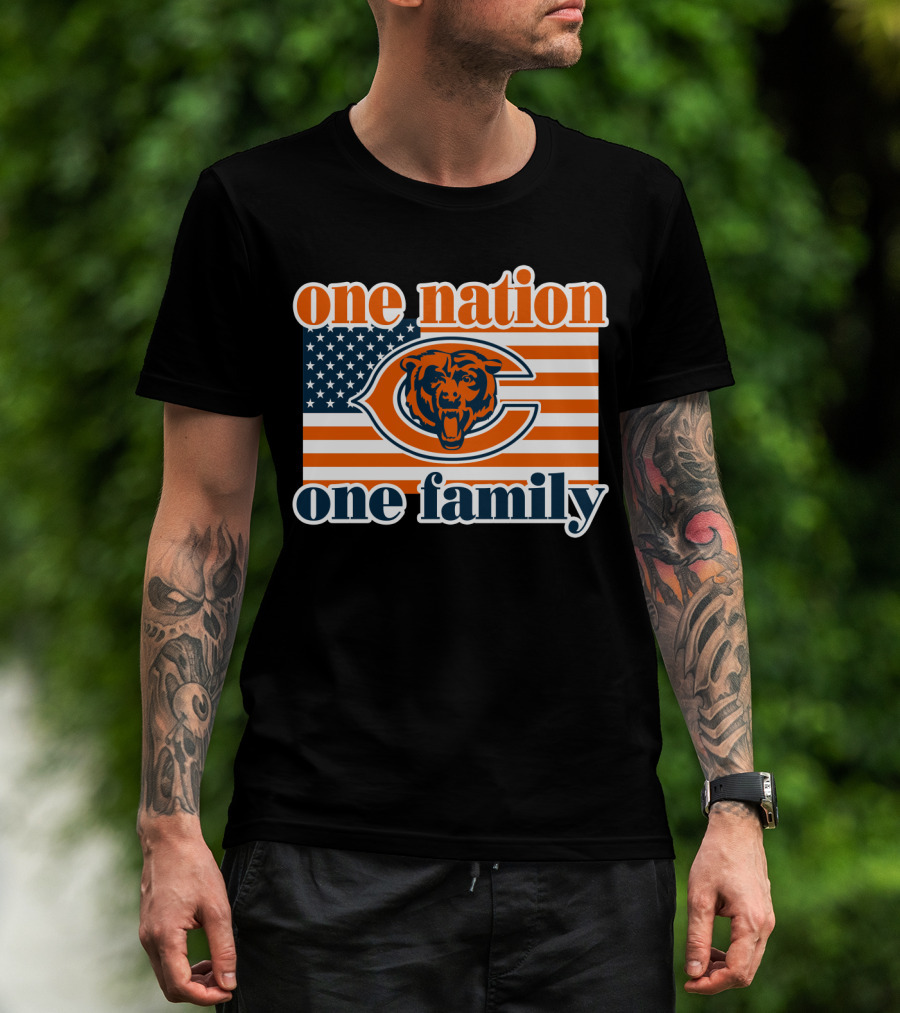 One Nation One Family Chicago Bears American Flag T-Shirt