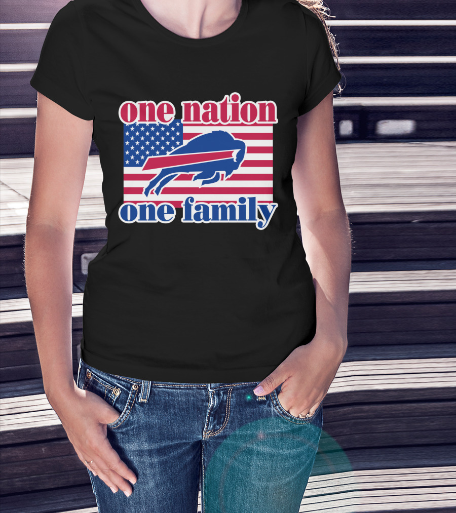 One Nation One Family Buffalo Bills Usa Flag T-Shirt