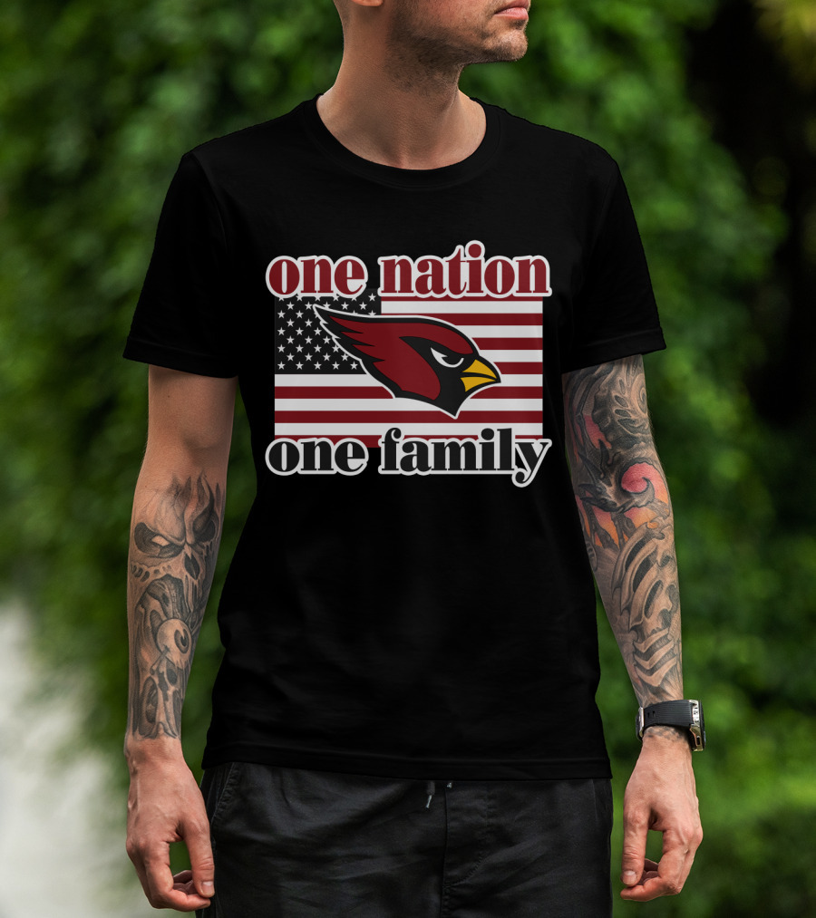 One Nation One Family Arizona Cardinals Flag T-Shirt