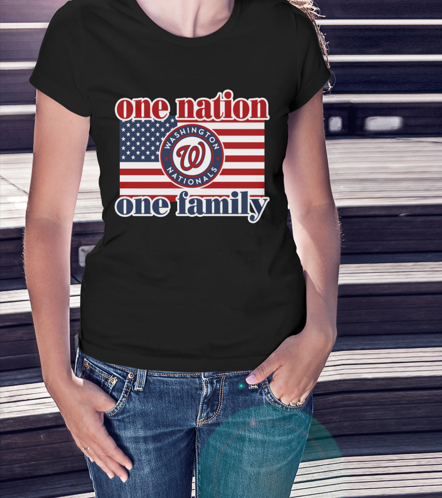 One Nation One Family Washington Nationals Usa Flag T-Shirt