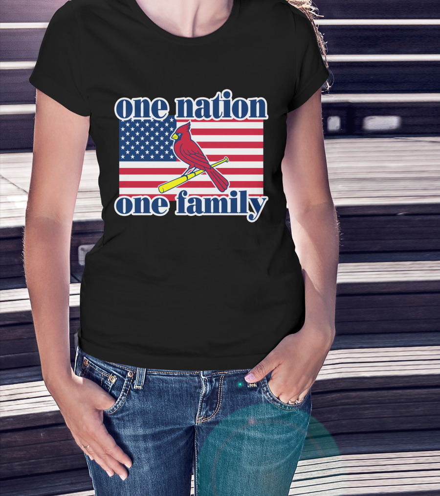 One Nation One Family St Louis Cardinals Flag T-Shirt