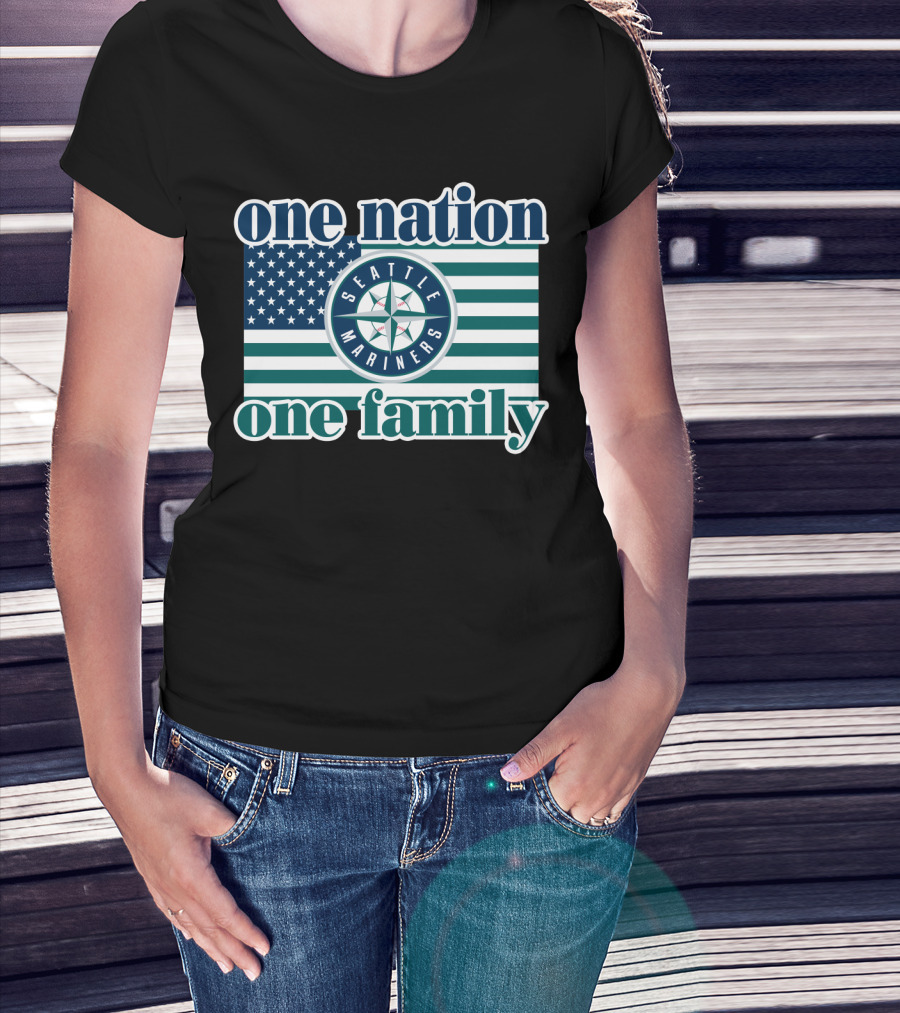 One Nation One Family Seattle Mariners Flag T-Shirt