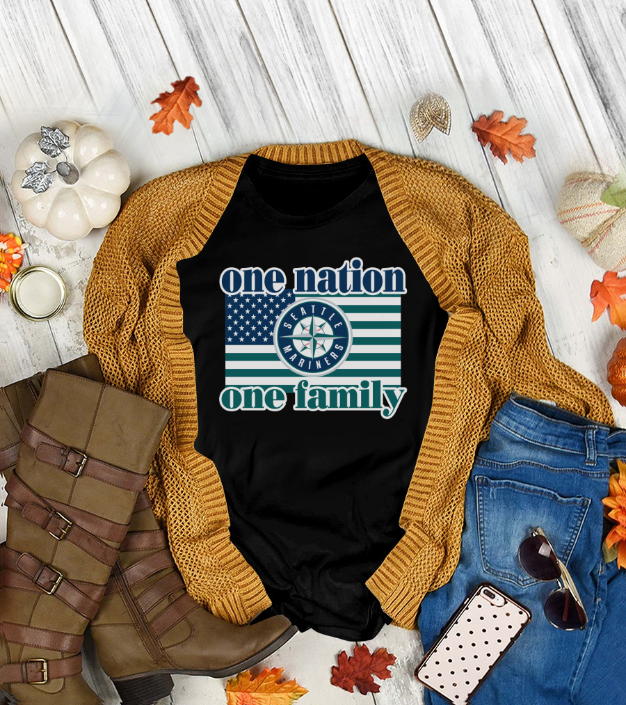 One Nation One Family Seattle Mariners Flag T-Shirt