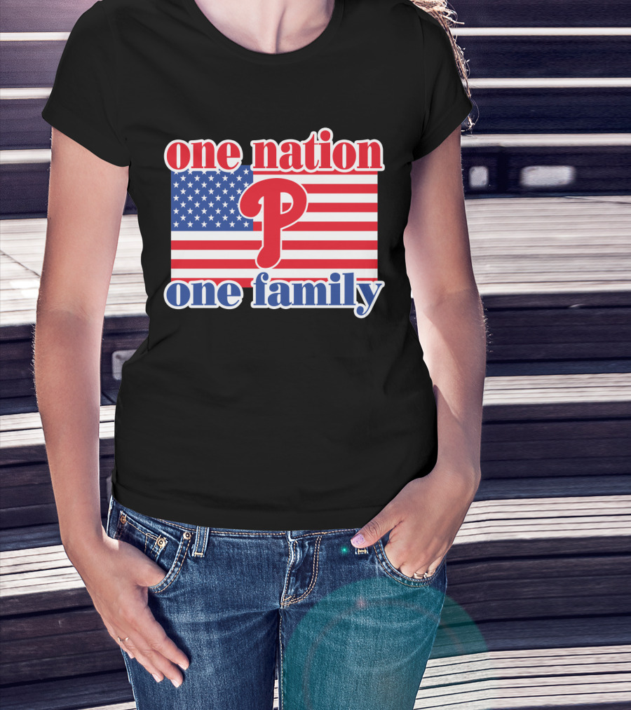 One Nation One Family Phillies American Flag T-Shirt