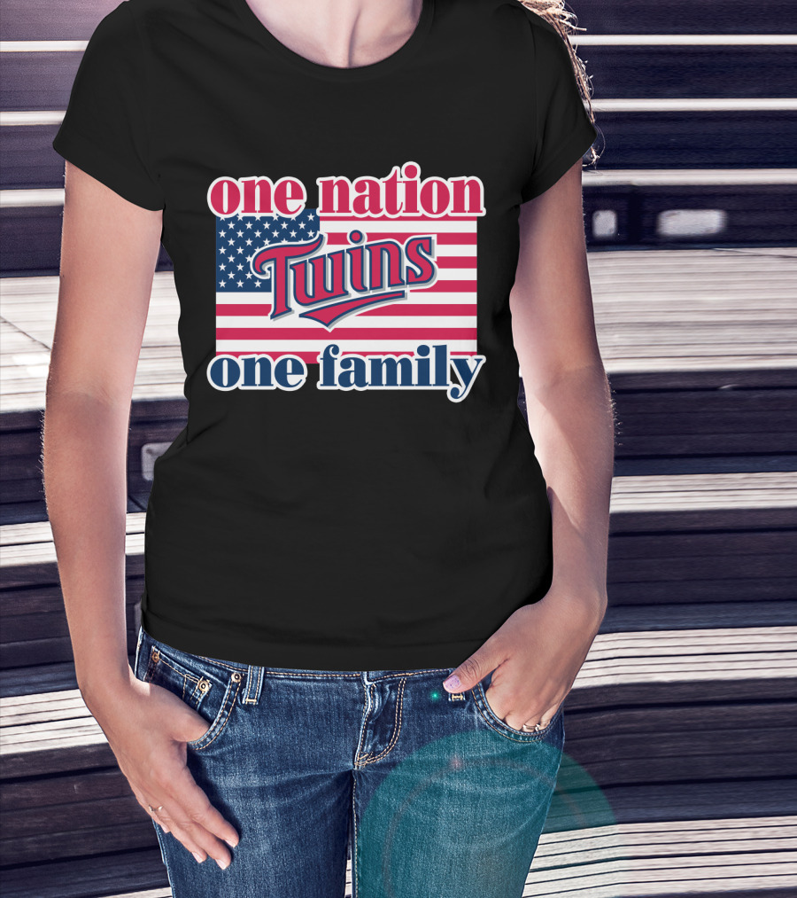 One Nation Twins One Family American Flag T-Shirt