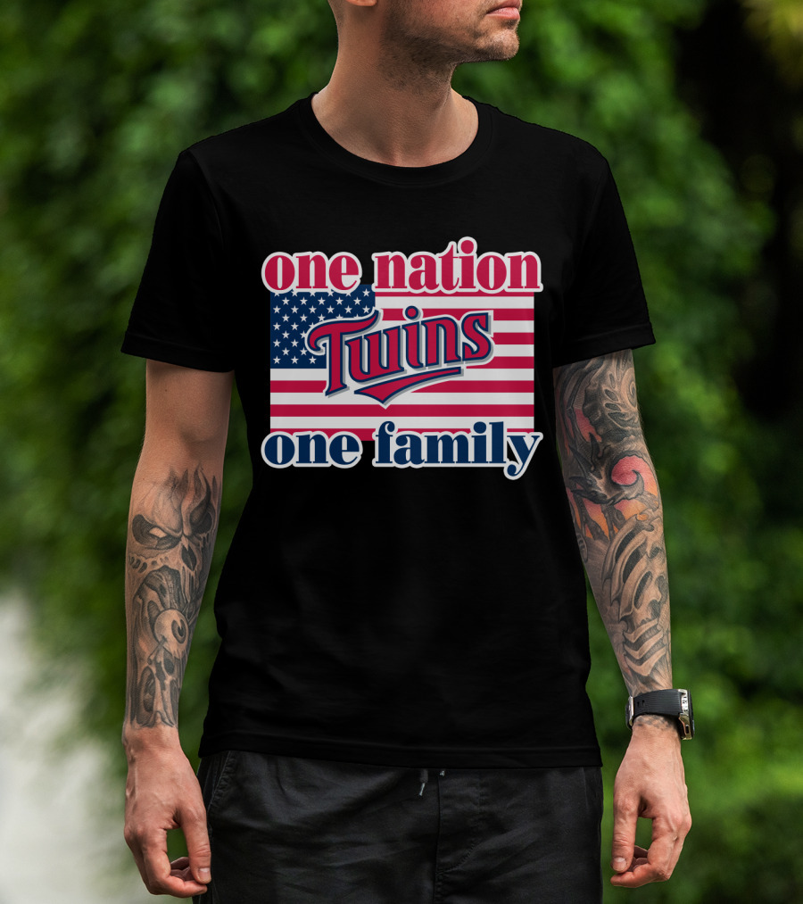 One Nation Twins One Family American Flag T-Shirt