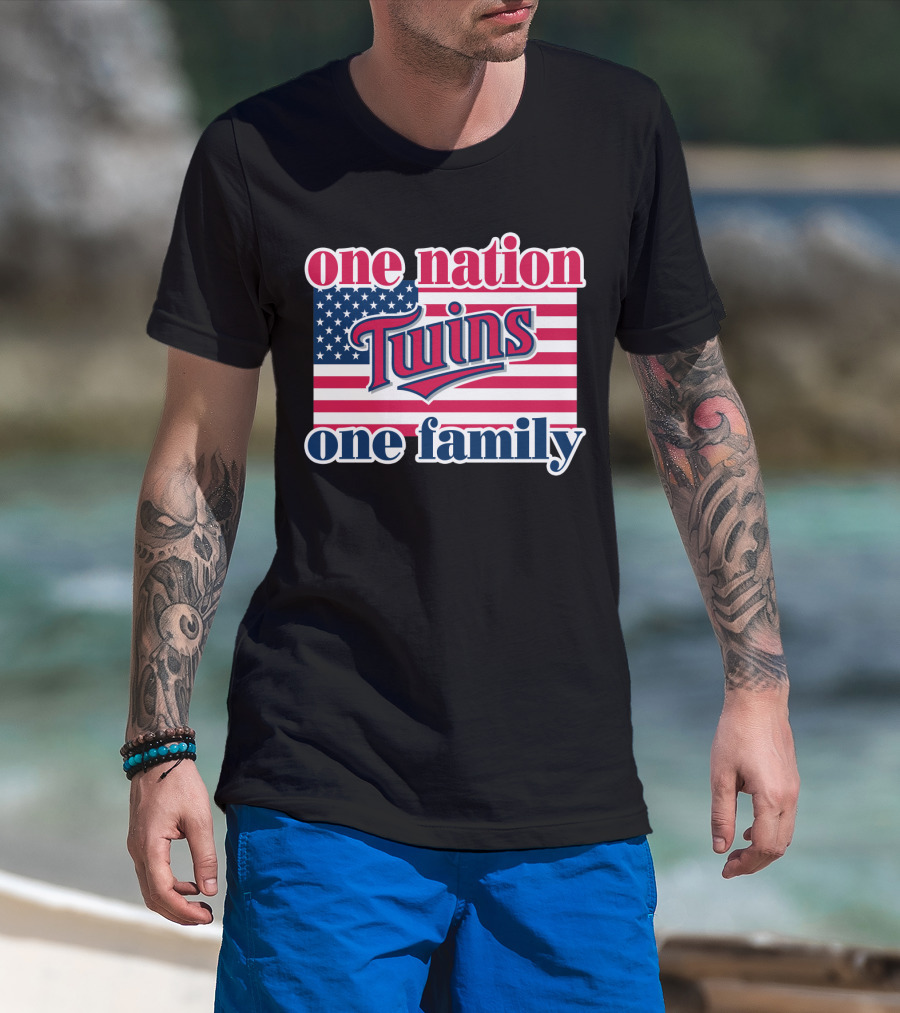 One Nation Twins One Family American Flag T-Shirt