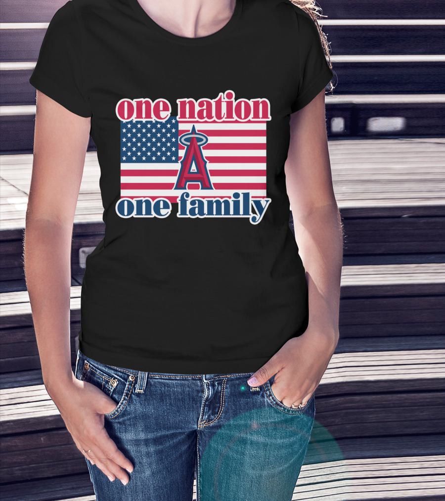 One Nation One Family Los Angeles Angels American Flag T-Shirt