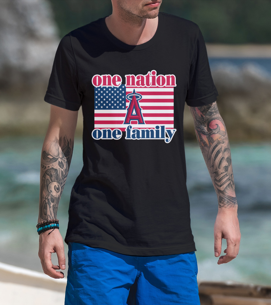 One Nation One Family Los Angeles Angels American Flag T-Shirt