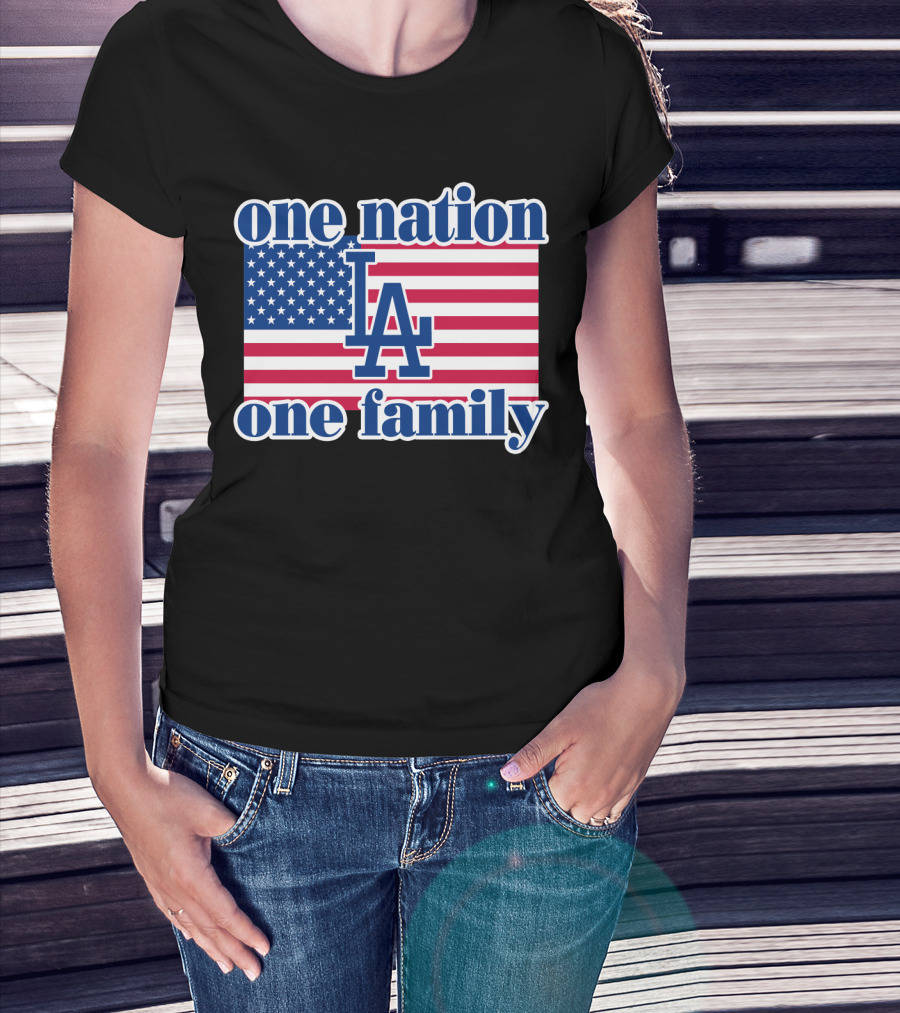 One Nation One Family La Dodgers Usa Flag T-Shirt