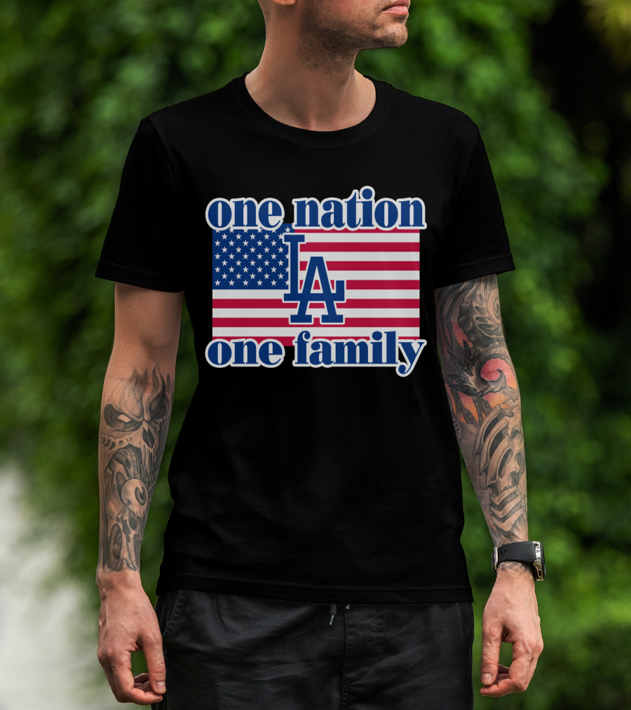 One Nation One Family La Dodgers Usa Flag T-Shirt