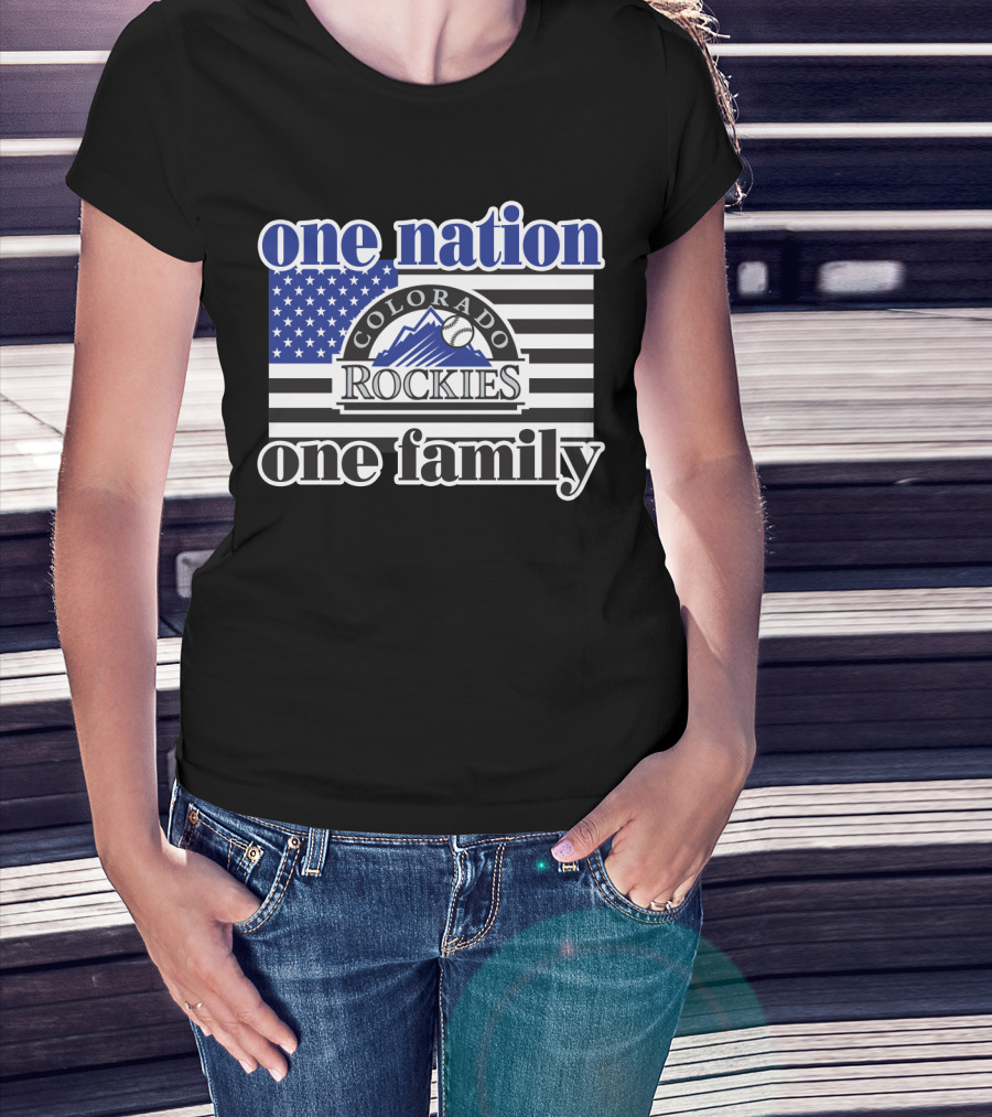 Colorado Rockies One Nation One Family Usa Flag T-Shirt