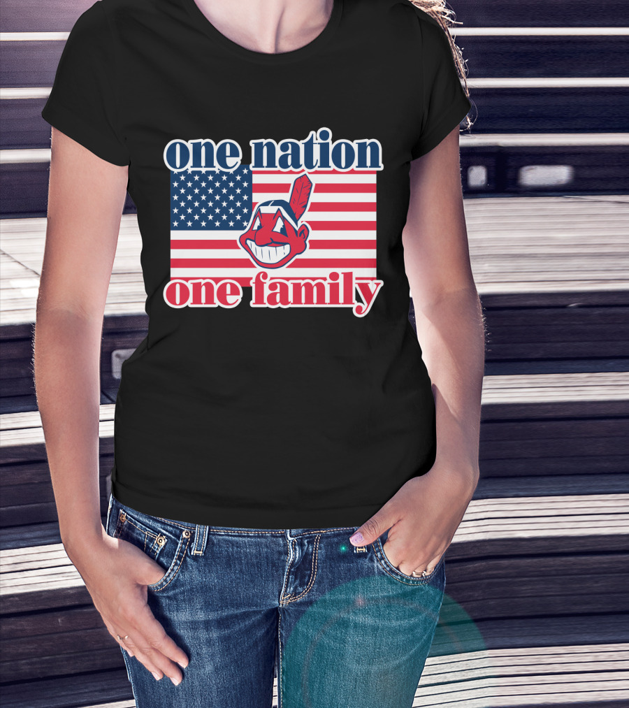 One Nation One Family 54 Cleveland Indians American Flag T-Shirt