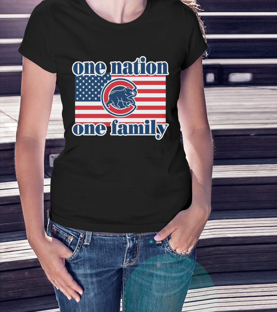 One Nation One Family 57 Chicago Cubs American Flag T-Shirt