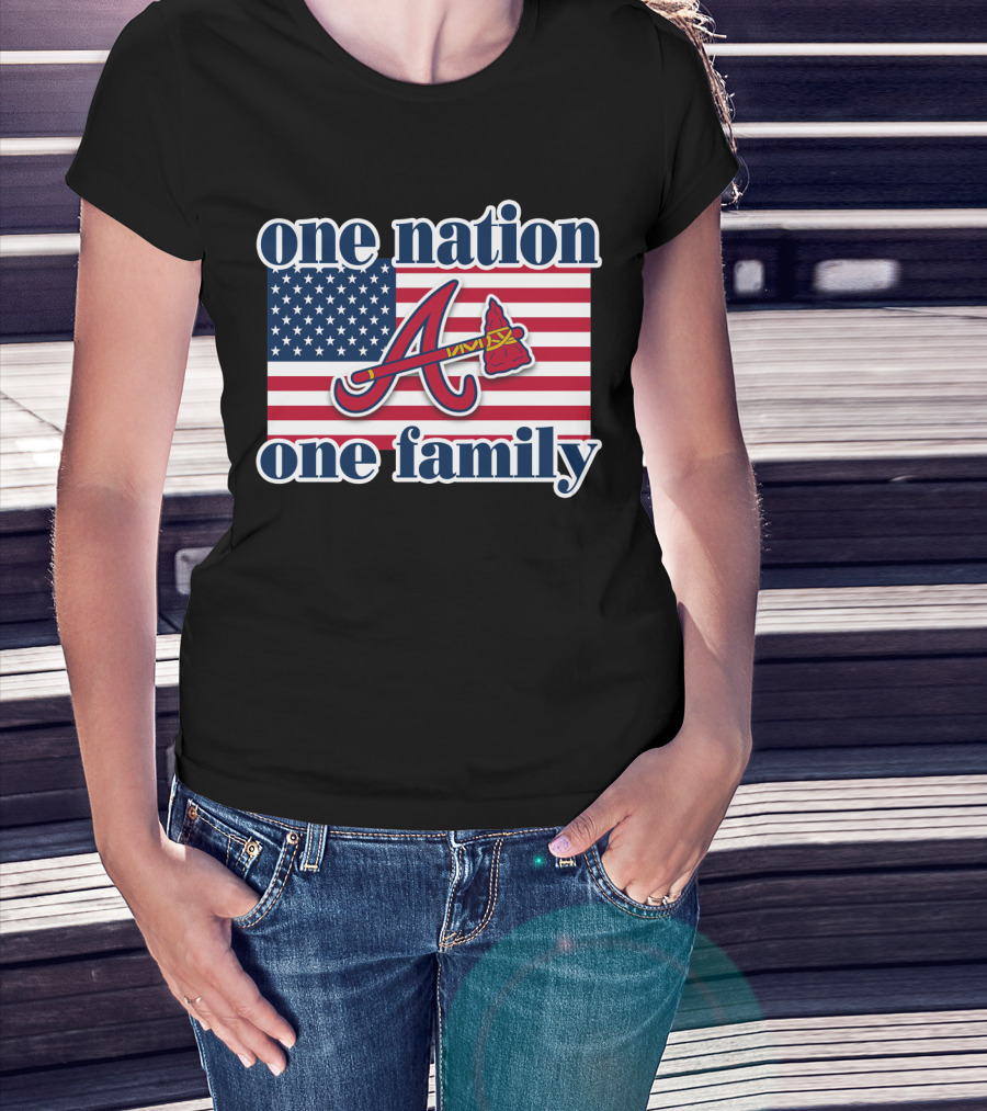 One Nation One Family Atlanta Braves American Flag T-Shirt