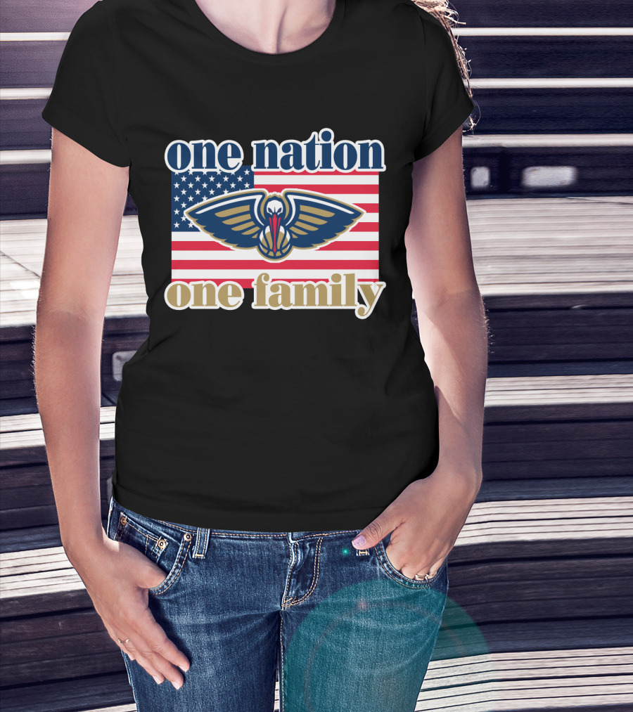 One Nation One Family New Orleans Pelicans American Flag T-Shirt