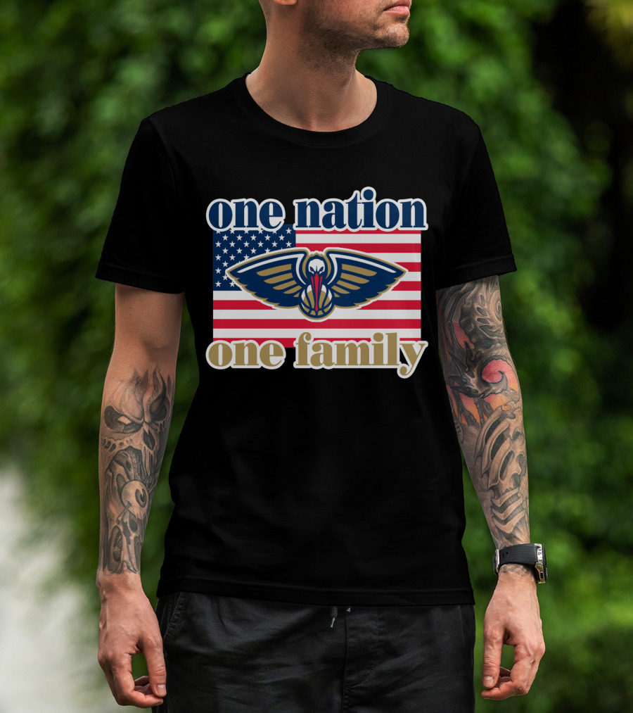 One Nation One Family New Orleans Pelicans American Flag T-Shirt