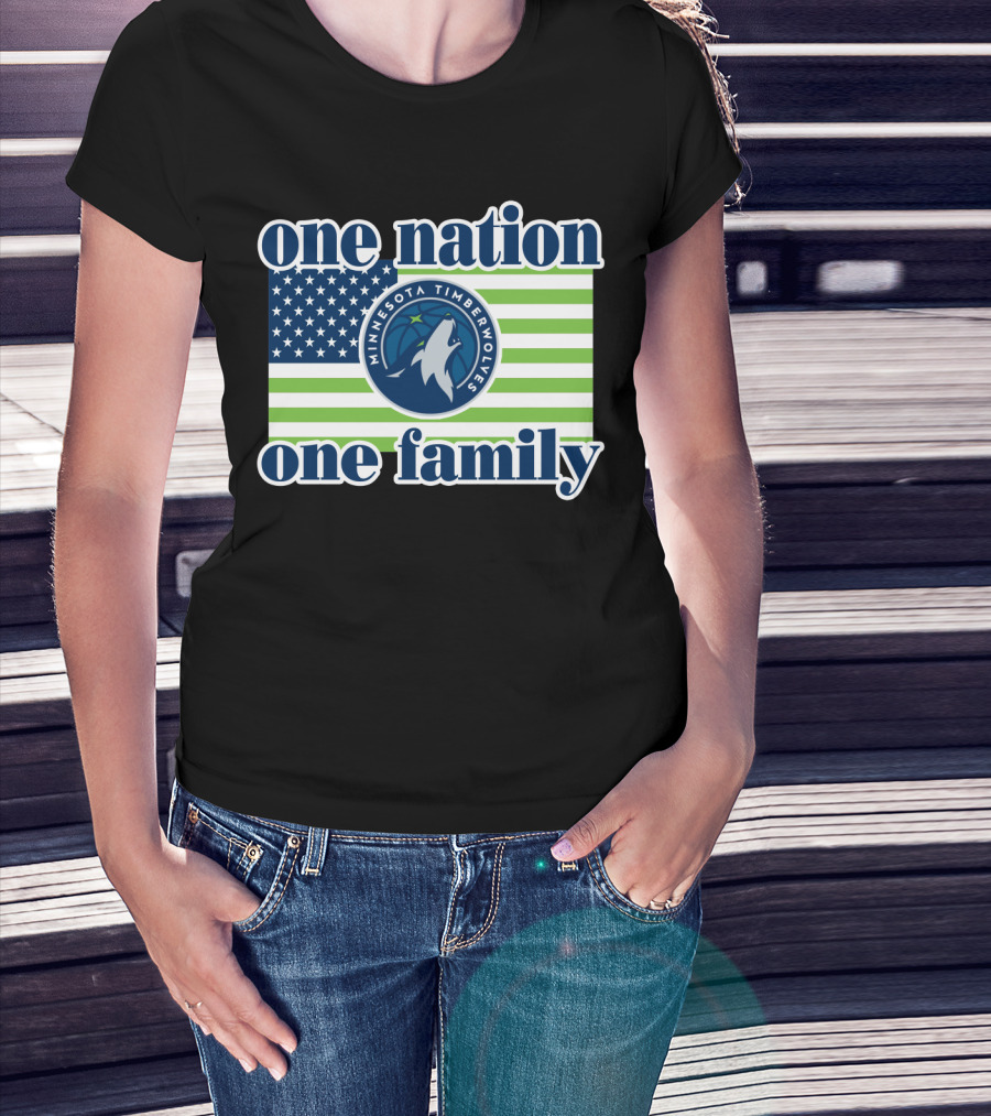 One Nation One Family Minnesota Timberwolves Flag T-Shirt