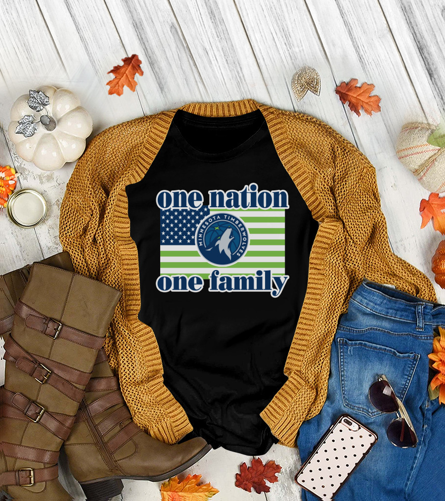 One Nation One Family Minnesota Timberwolves Flag T-Shirt