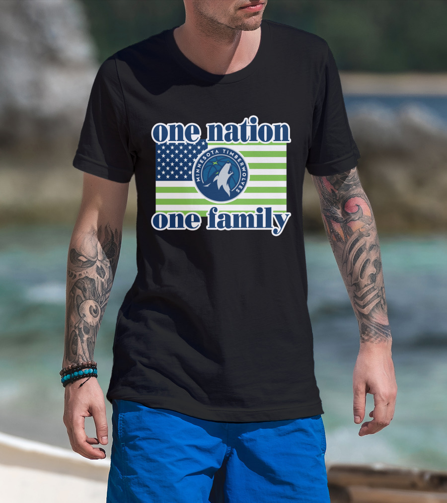 One Nation One Family Minnesota Timberwolves Flag T-Shirt