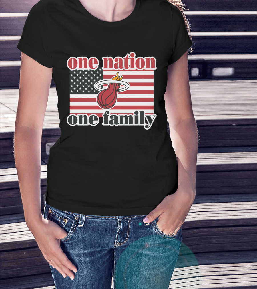 One Nation One Family Miami Heat American Flag T-Shirt