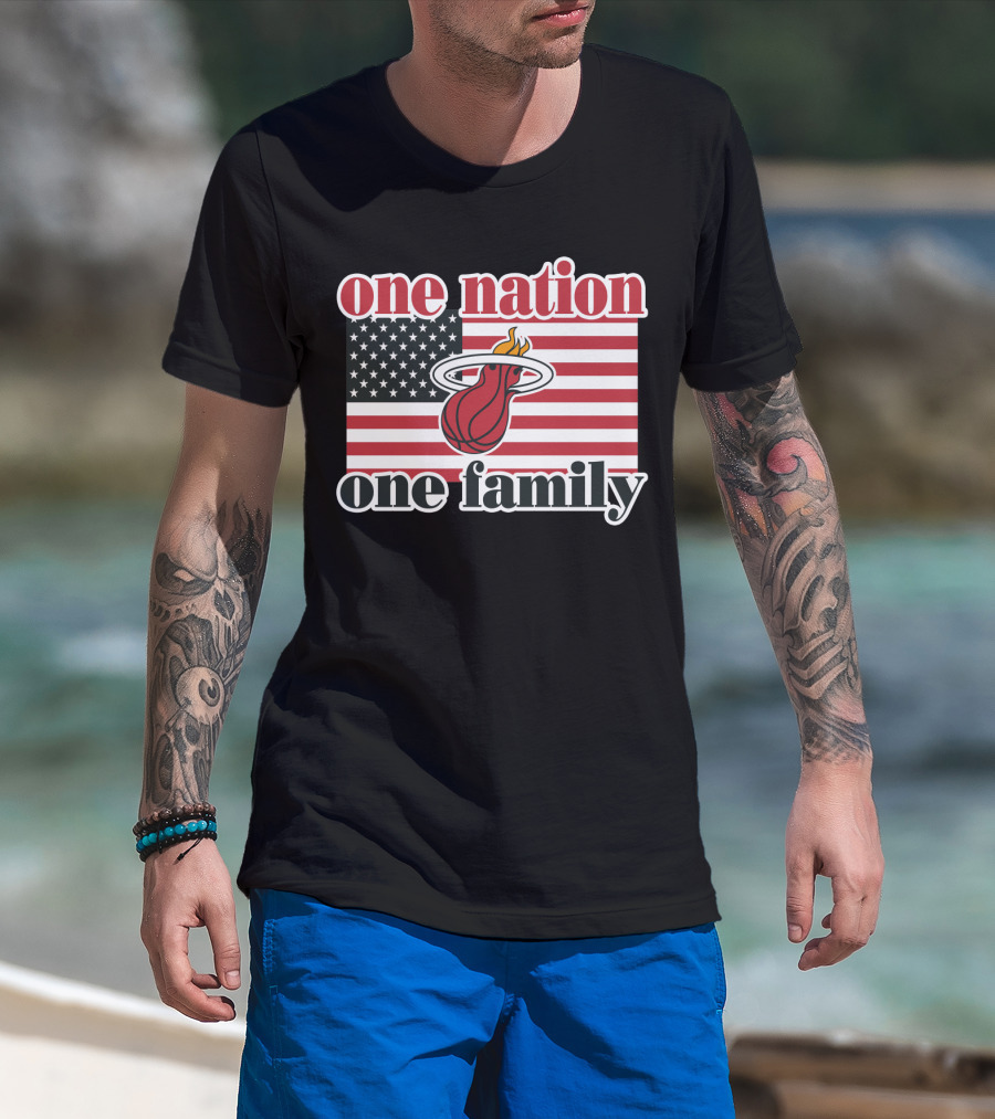 One Nation One Family Miami Heat American Flag T-Shirt