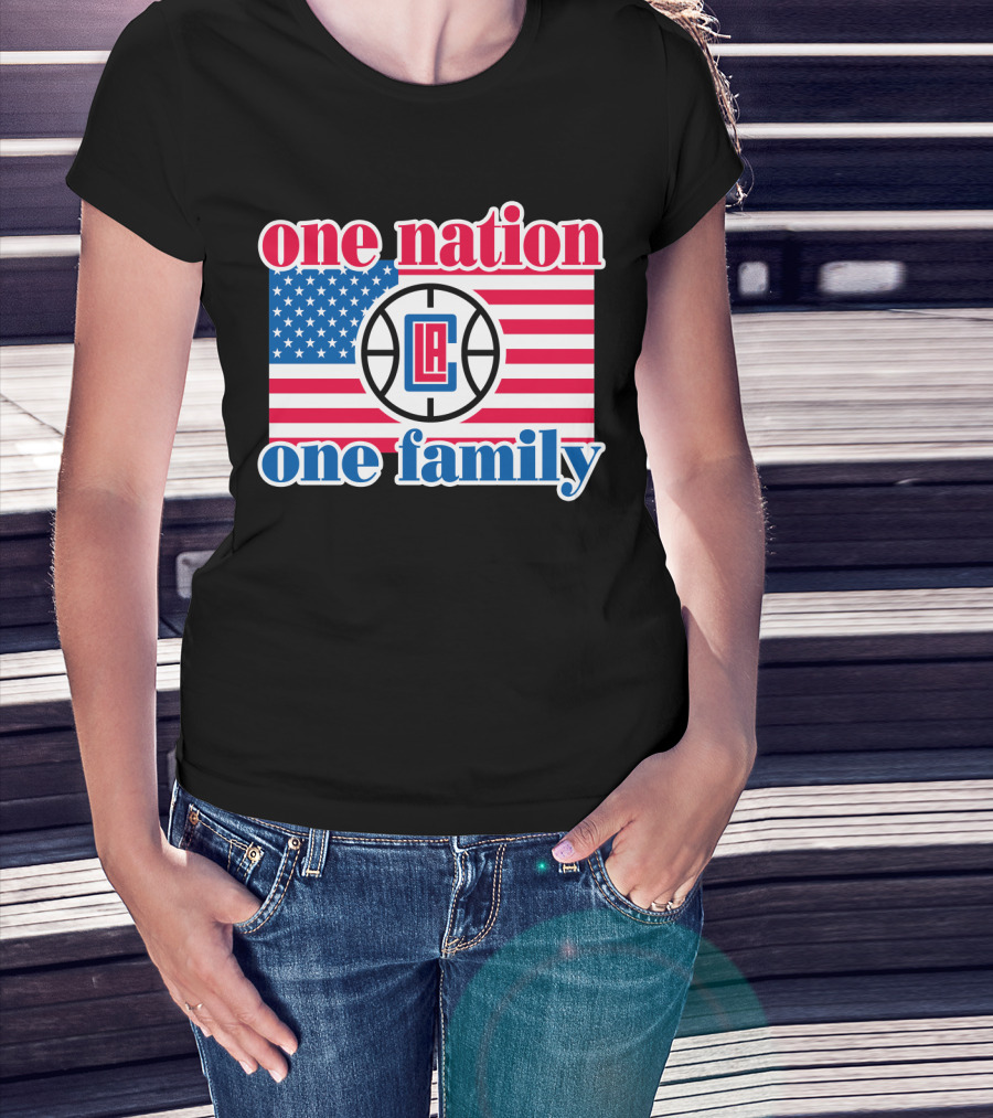 One Nation One Family La Clippers Usa Flag T-Shirt