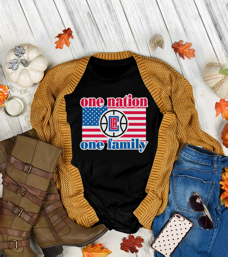 One Nation One Family La Clippers Usa Flag T-Shirt