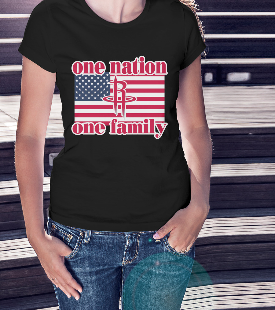 One Nation One Family 79 Houston Rockets Usa Flag T-Shirt