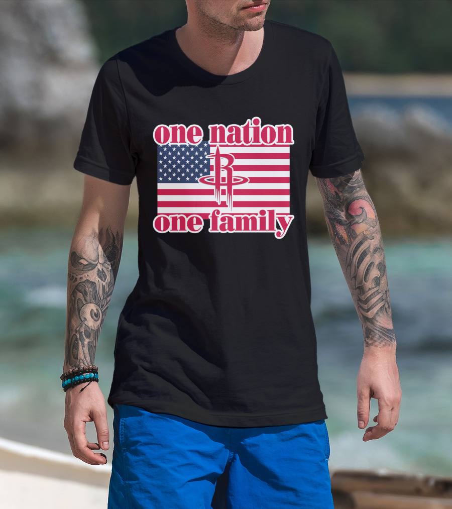 One Nation One Family 79 Houston Rockets Usa Flag T-Shirt