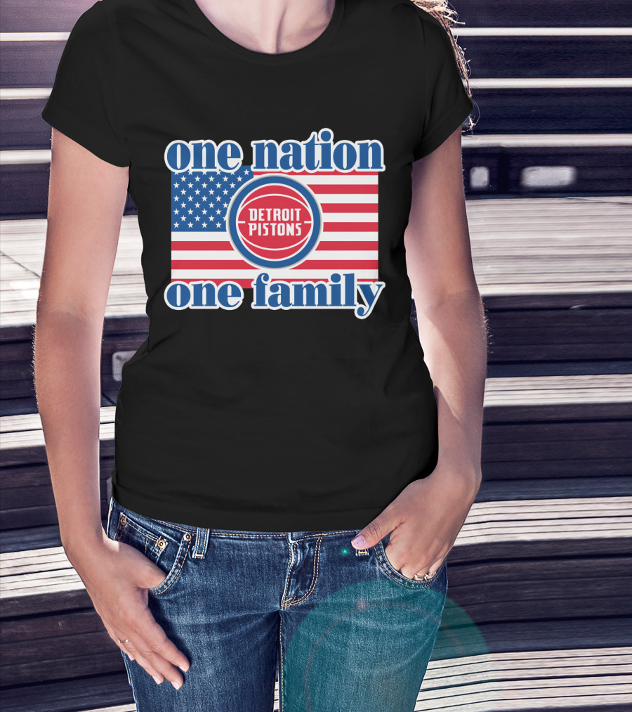 One Nation One Family Detroit Pistons 81 Usa Flag T-Shirt