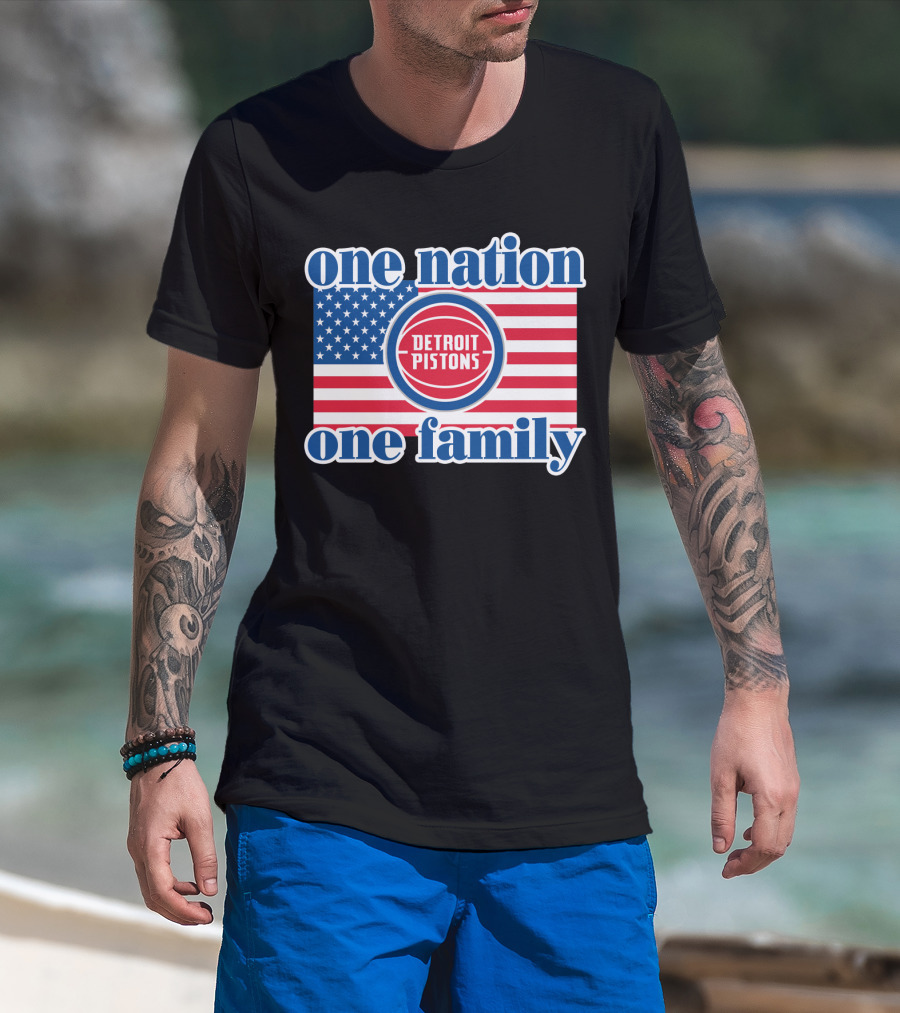 One Nation One Family Detroit Pistons 81 Usa Flag T-Shirt
