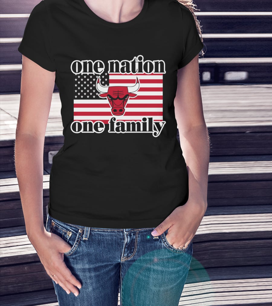 One Nation One Family Chicago Bulls 1985 Usa Flag T-Shirt