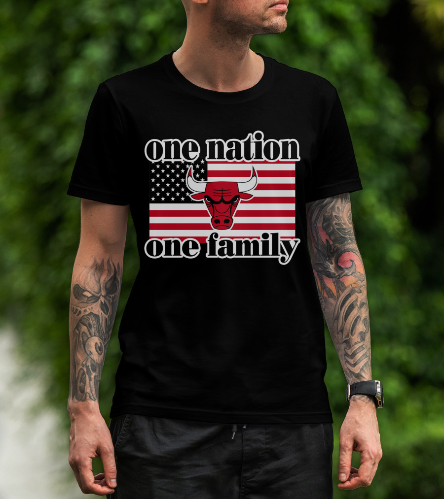 One Nation One Family Chicago Bulls 1985 Usa Flag T-Shirt