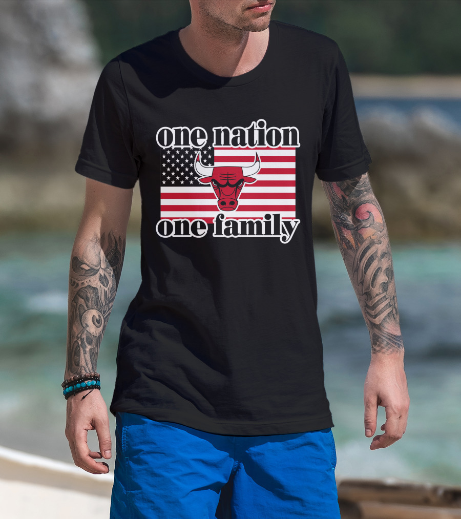 One Nation One Family Chicago Bulls 1985 Usa Flag T-Shirt