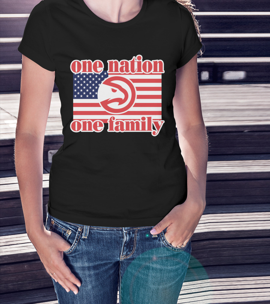 Atlanta Hawks One Nation One Family Usa Flag T-Shirt