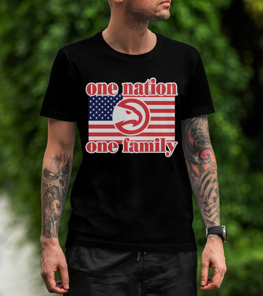 Atlanta Hawks One Nation One Family Usa Flag T-Shirt