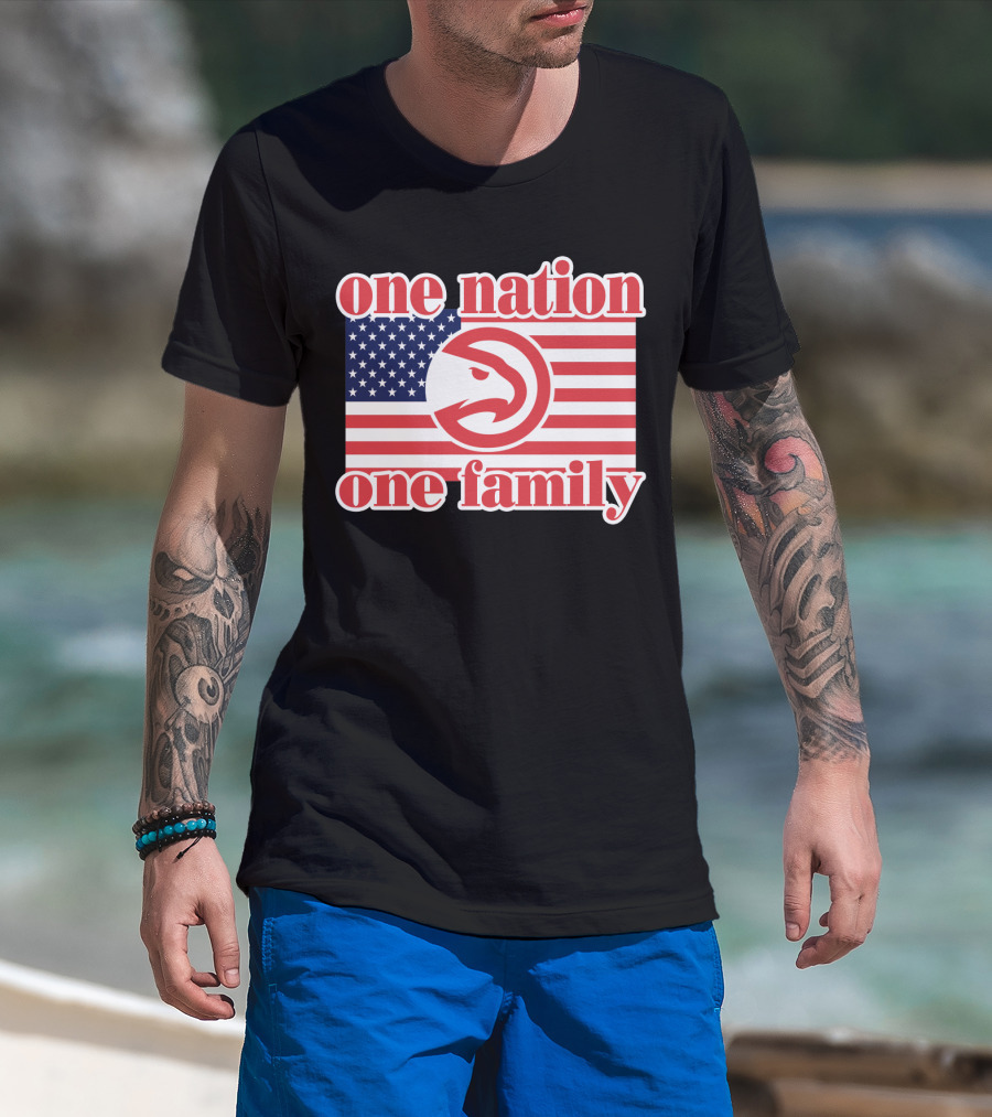 Atlanta Hawks One Nation One Family Usa Flag T-Shirt