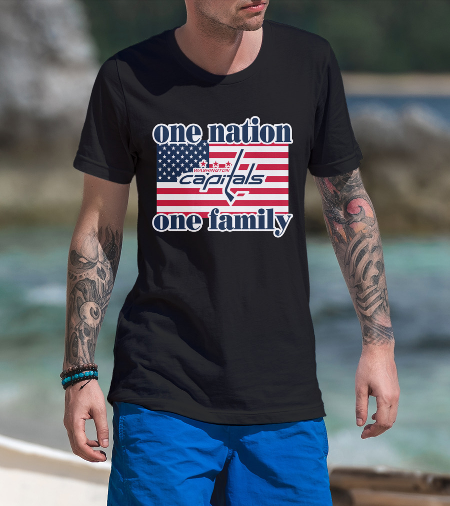 One Nation One Family Washington Capitals American Flag T-Shirt