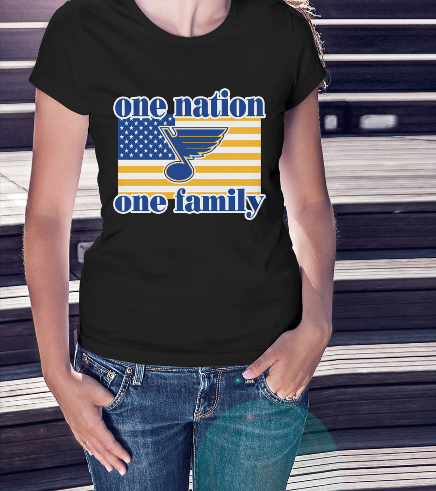 St Louis Blues One Nation One Family American Flag T-Shirt